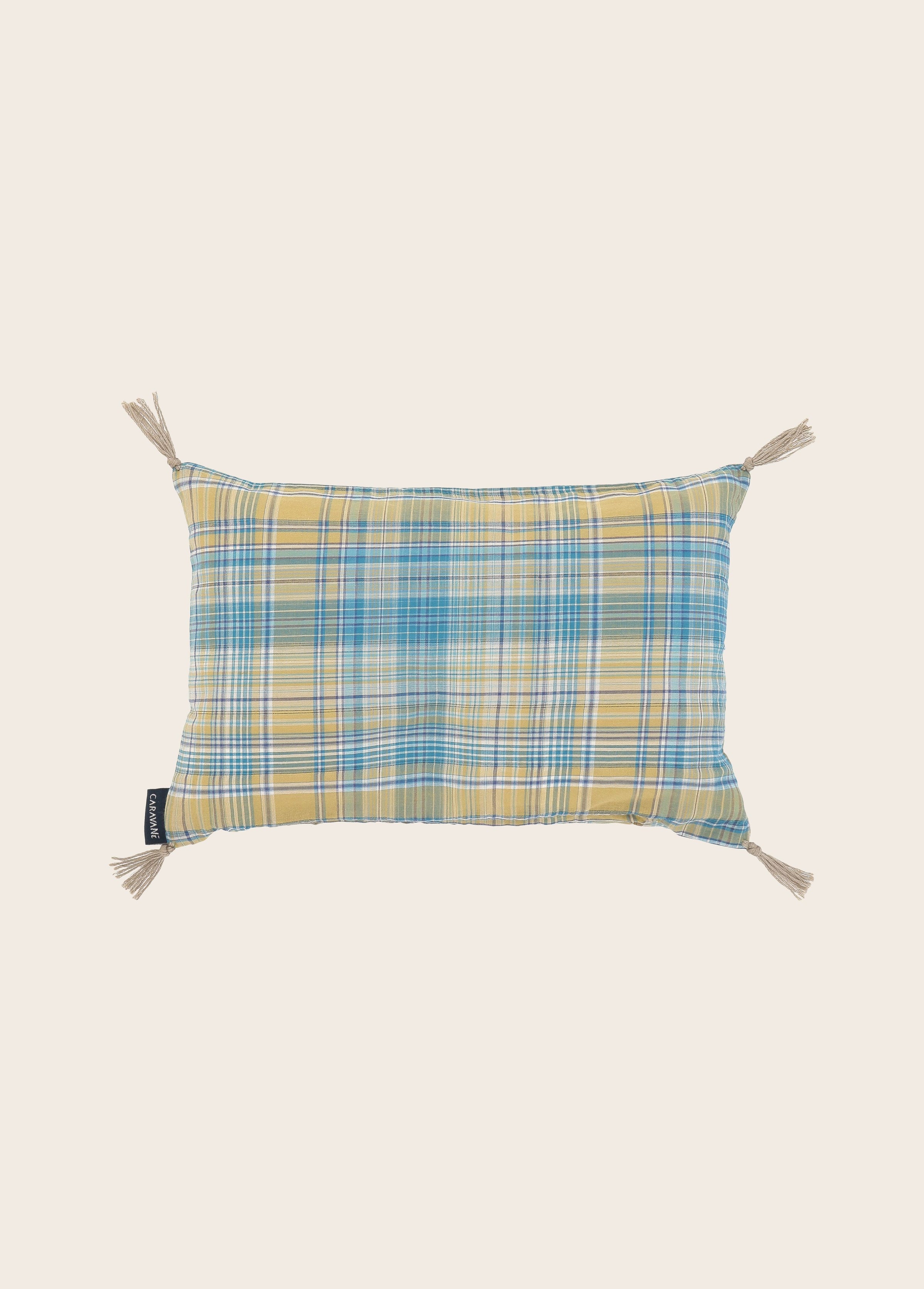 Petit coussin à motifs en lin lavé remplis de balles d'épeautre
