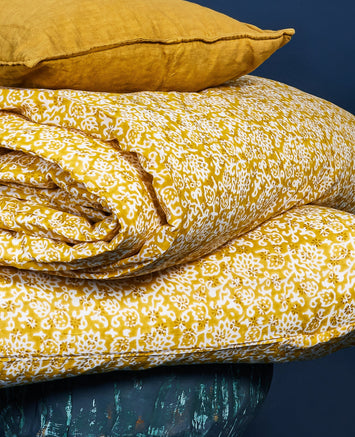 Housse de couette en coton bio jaune