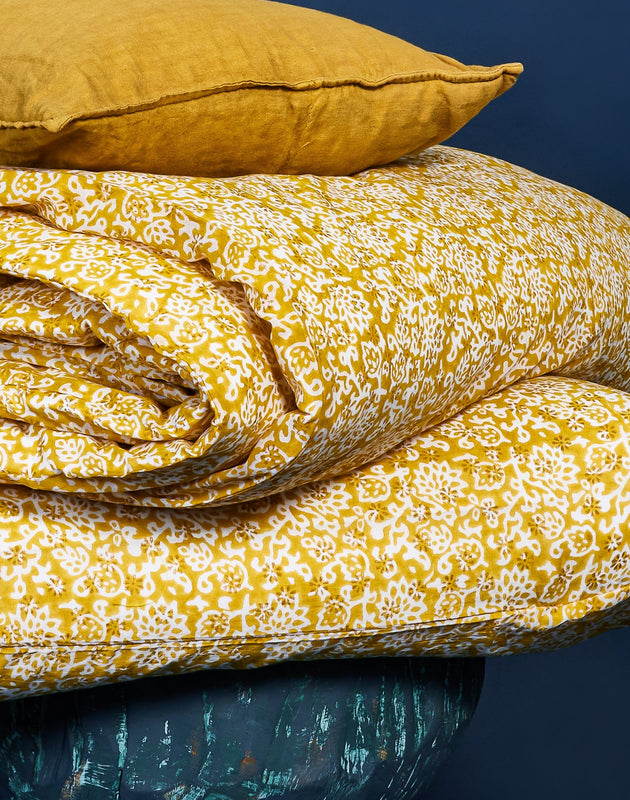 Housse de couette en coton bio jaune