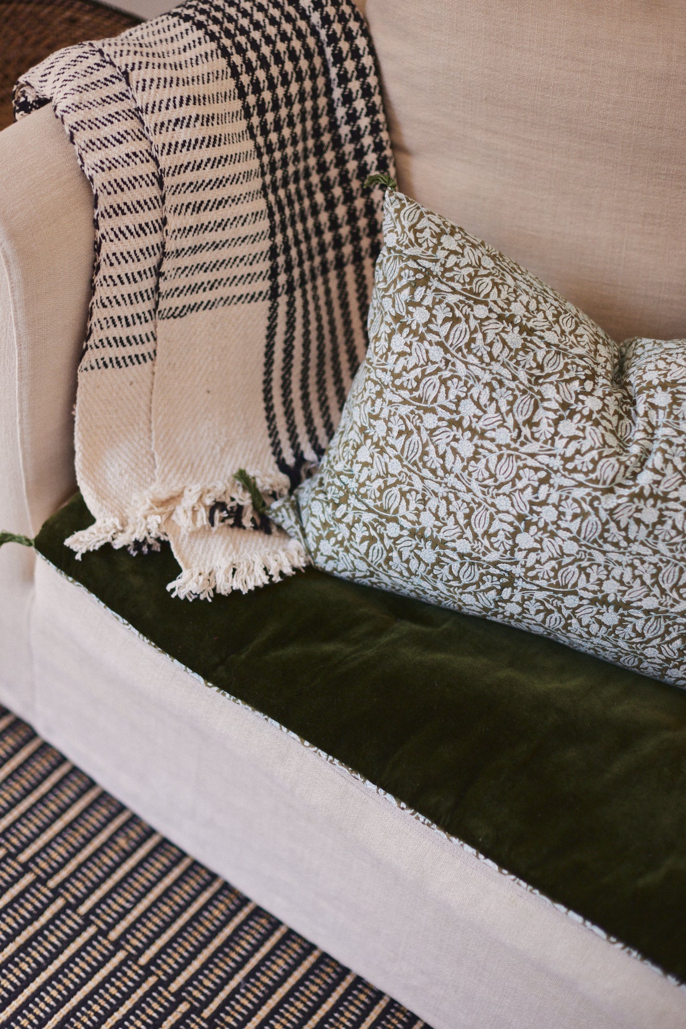 grande housse de coussin Tulipan Laurier en coton