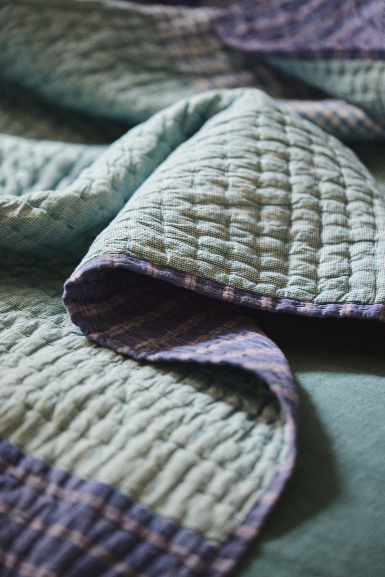 Linge de lit : couvre-lit original bleu/vert