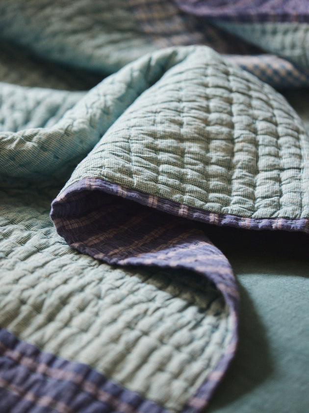 Linge de lit : couvre-lit original bleu/vert