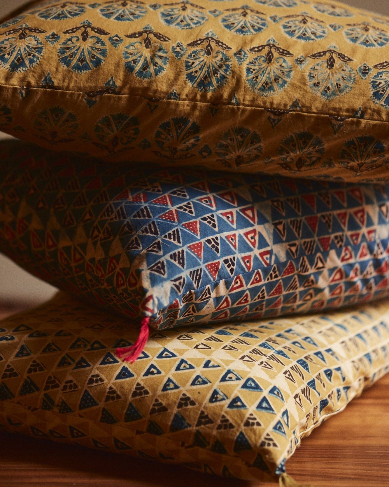 Housse de coussin en coton avec des imprimés géométriques