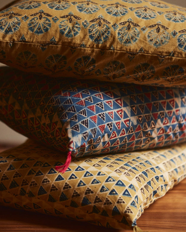 Housse de coussin en coton avec des imprimés géométriques