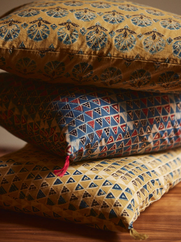 Housse de coussin en coton avec des imprimés géométriques