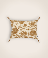 Housse de coussin en coton brodé inspirée de l'art du suzani couleur Canelle