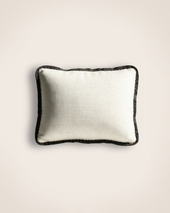 Housse de coussin Khadi en khadi de coton blanche et noire
