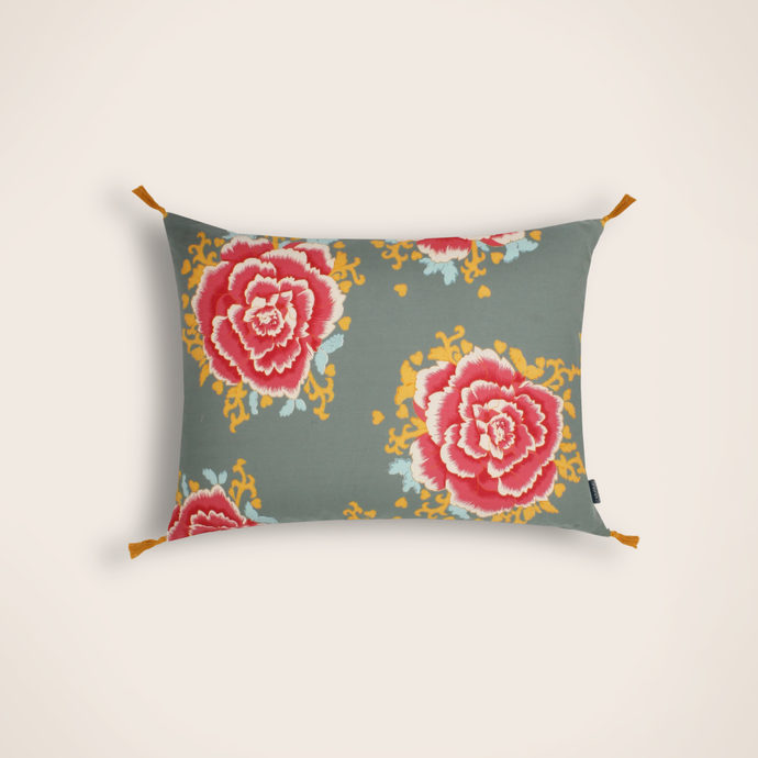Housse de coussin aux motifs floraux lichen