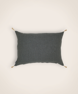Housse de coussin Luni en lin fabriquée en France couleur charbon