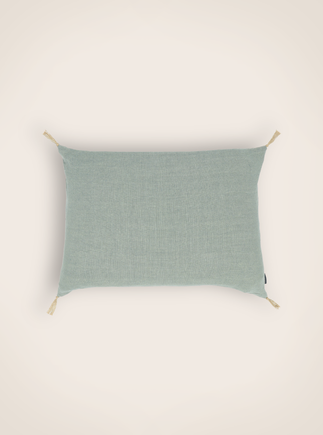 Housse de coussin Luni en lin fabriquée en France couleur lichen