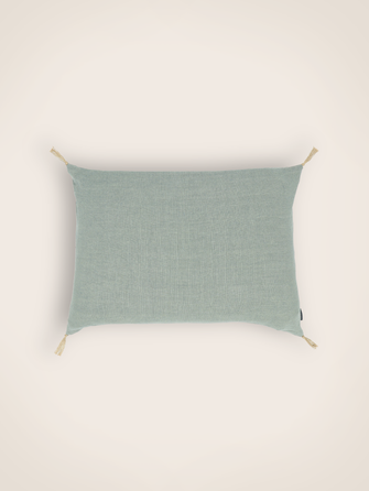 Housse de coussin Luni en lin fabriquée en France couleur lichen
