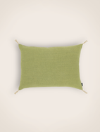 Housse de coussin Luni en lin fabriquée en France couleur olive