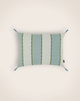 Housse de coussin à rayures Lyson en teinte Glacier 