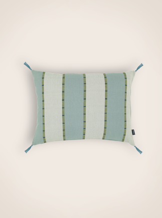 Housse de coussin à rayures Lyson en teinte Glacier 