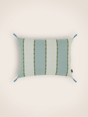 Housse de coussin à rayures Lyson en teinte Glacier 