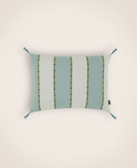 Housse de coussin à rayures Lyson en teinte Glacier 