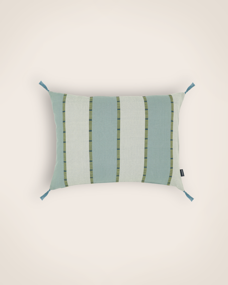 Housse de coussin à rayures Lyson en teinte Glacier 