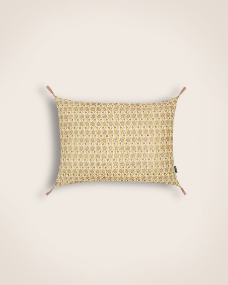 Housse de coussin Tullio Nude avec pompoms imprimés à la main