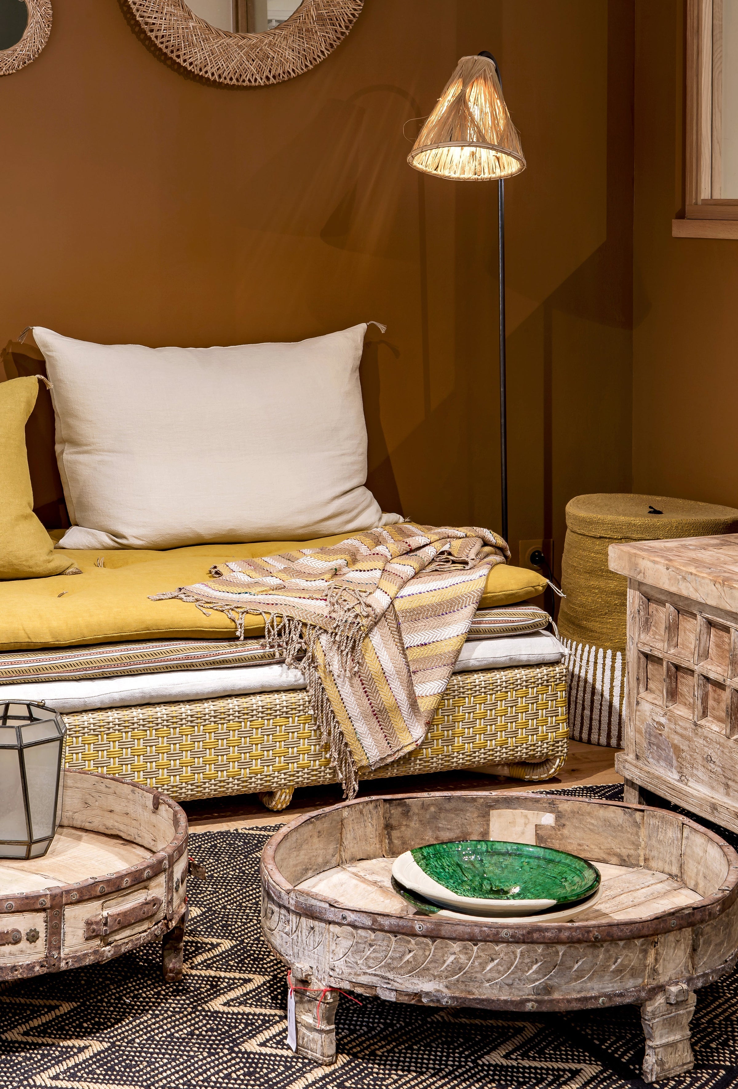 Abat-jour pour lampadaire de salon en raphia