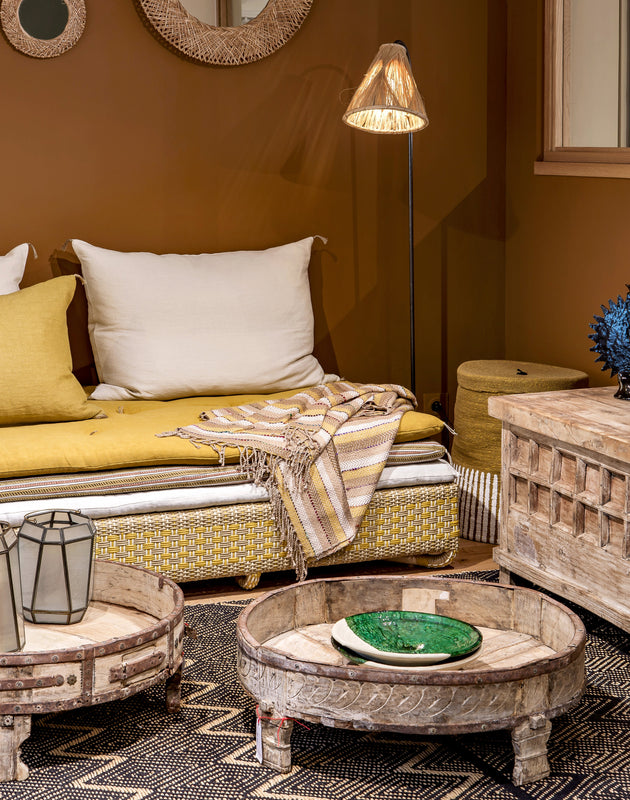 Abat-jour pour lampadaire de salon en raphia