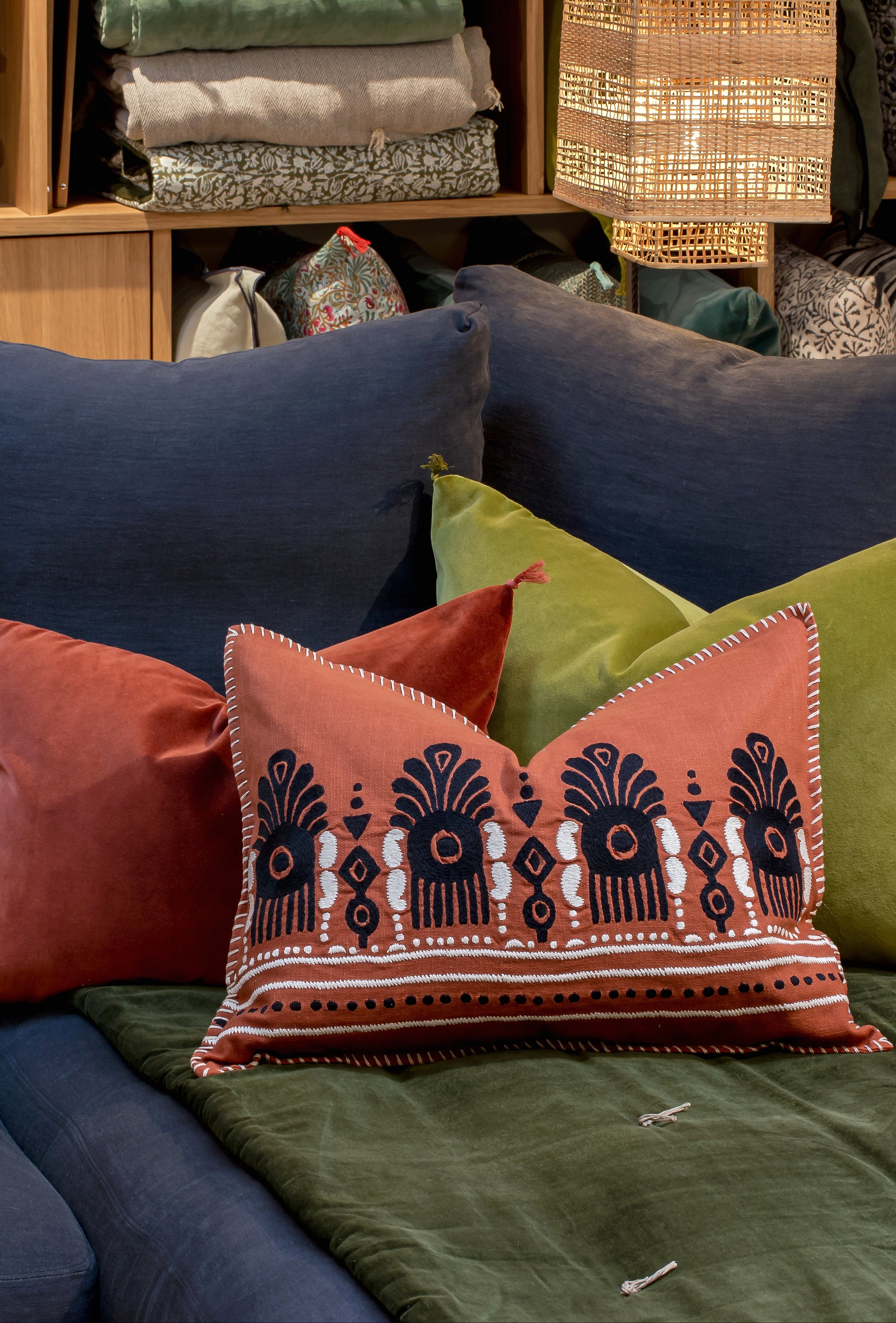 Housse de coussin en coton à motifs Naya