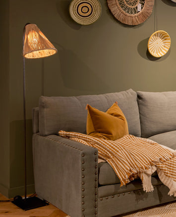Abat-jour pour lampadaire en raphia et munja