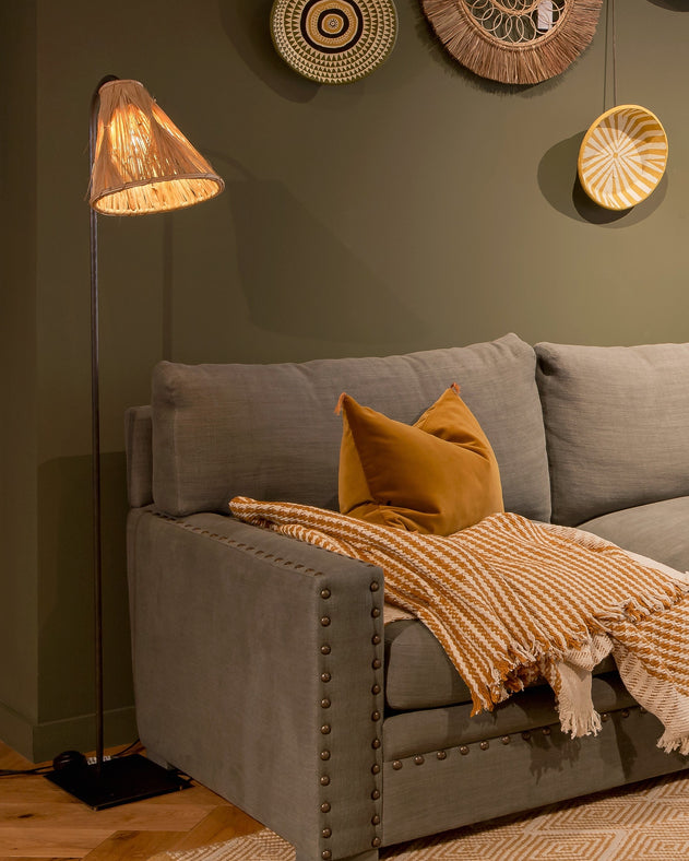 Abat-jour pour lampadaire en raphia et munja
