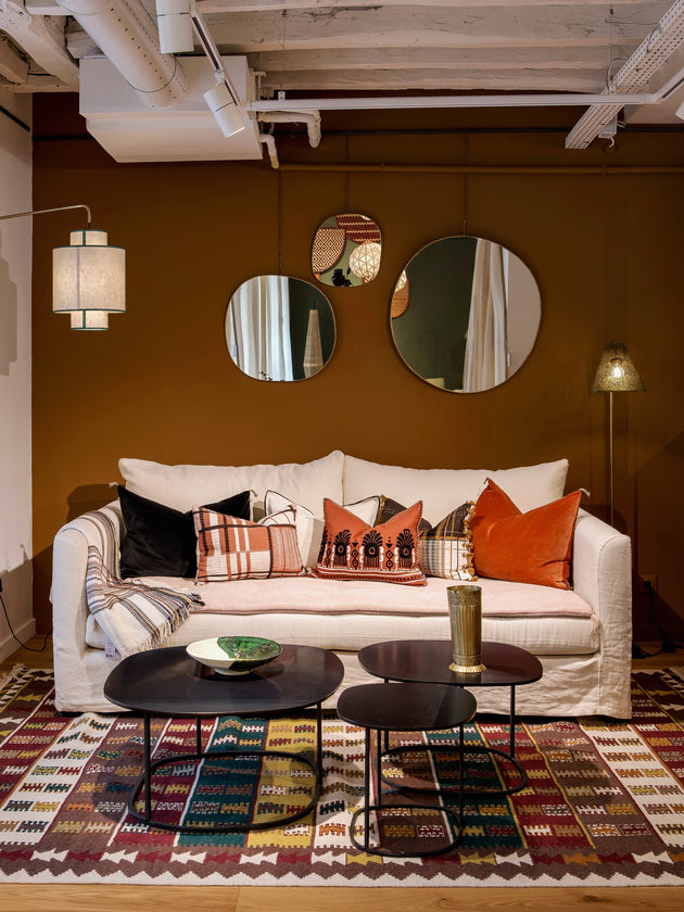 Ensemble de trois miroirs muraux dorés en laiton Ame