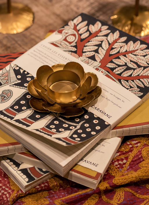 Bougeoir en métal doré Cosmos 