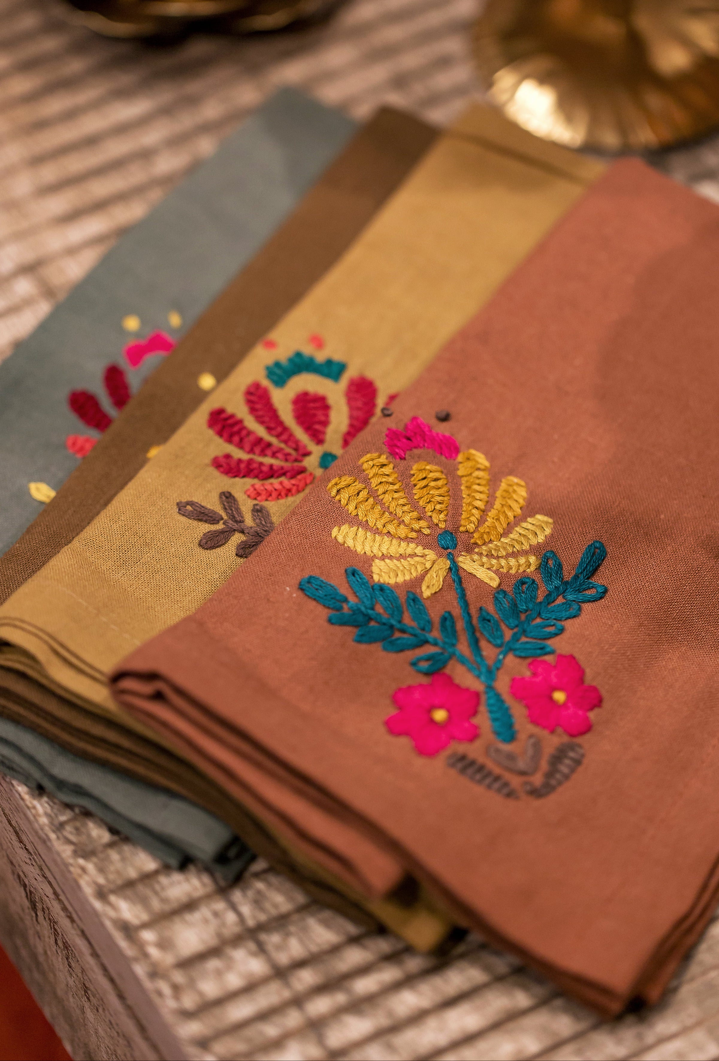 Set de 4 serviettes brodées Rosaly