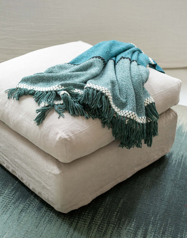 Tapis Adao couleur Lac en lin et jute avec dessous en coton