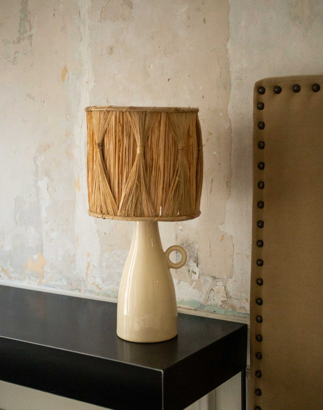 Lampe de bureau en bambou tressé 