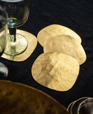 Lot de 4 dessous de verre Ema en laiton doré