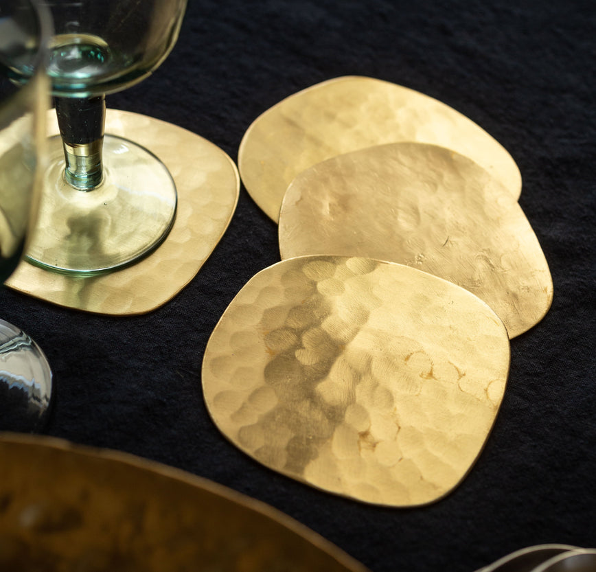 Lot de 4 dessous de verre Ema en laiton doré