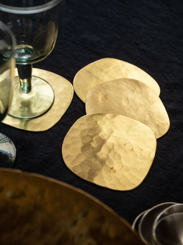 Lot de 4 dessous de verre Ema en laiton doré