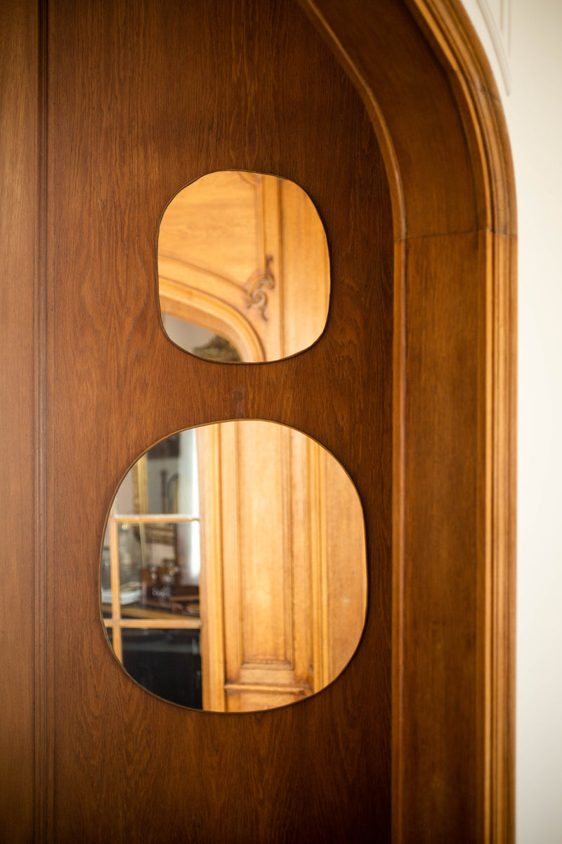 ensemble de deux miroirs en laiton doré Ame