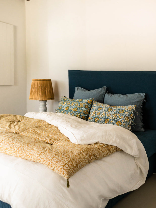 Linge de lit en coton avec des imprimés végétaux