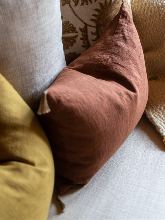 Elegant coussin en lin Luni teinte Biscuit