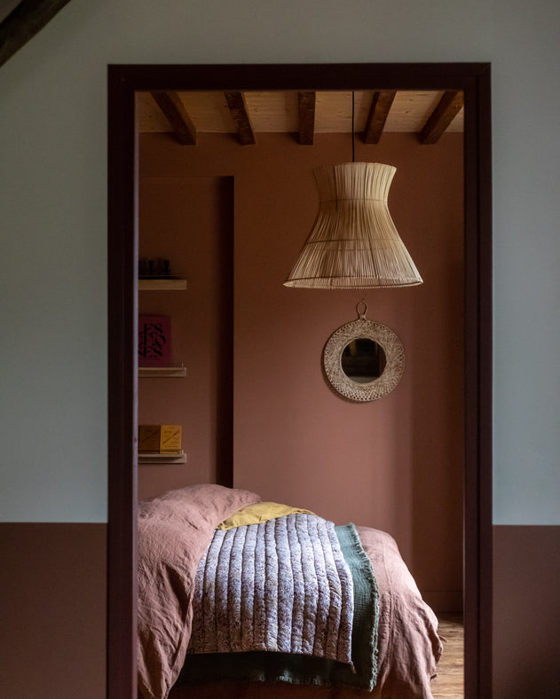 Couvre pied en coton imprimé Papilio