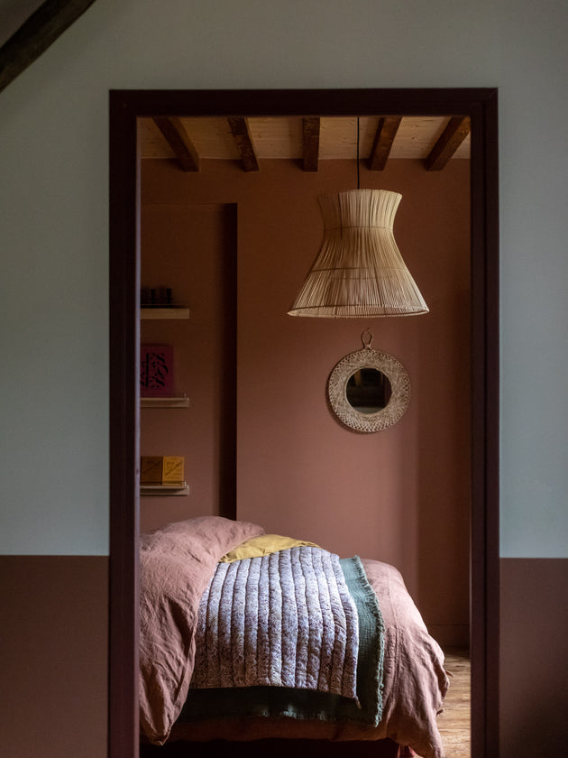 Couvre pied en coton imprimé Papilio