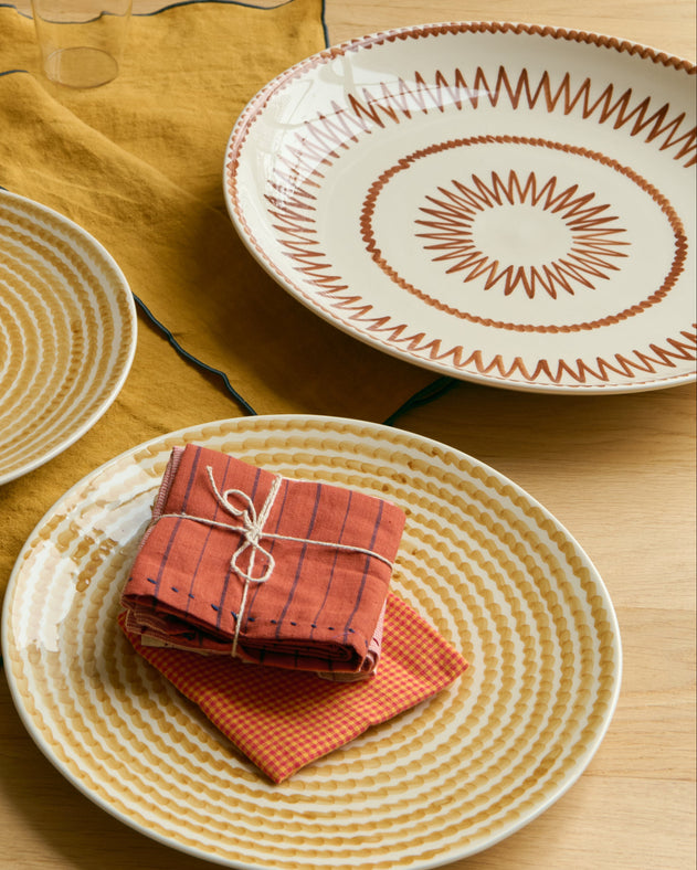 Set de 4 serviettes de table estivales en khadi de coton