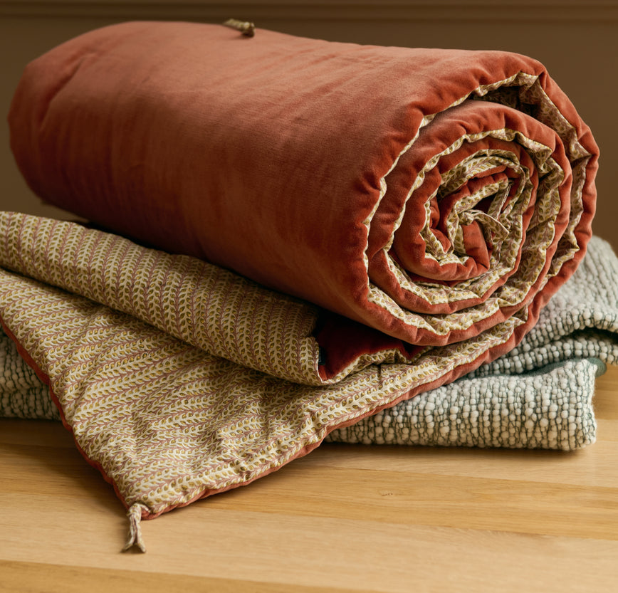 Couvre-pied en velours de coton Florio