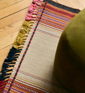 Tapis coloré en laine mérinos et kuchi Janga