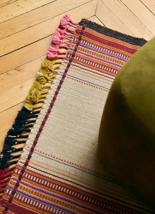 Tapis coloré en laine mérinos et kuchi Janga