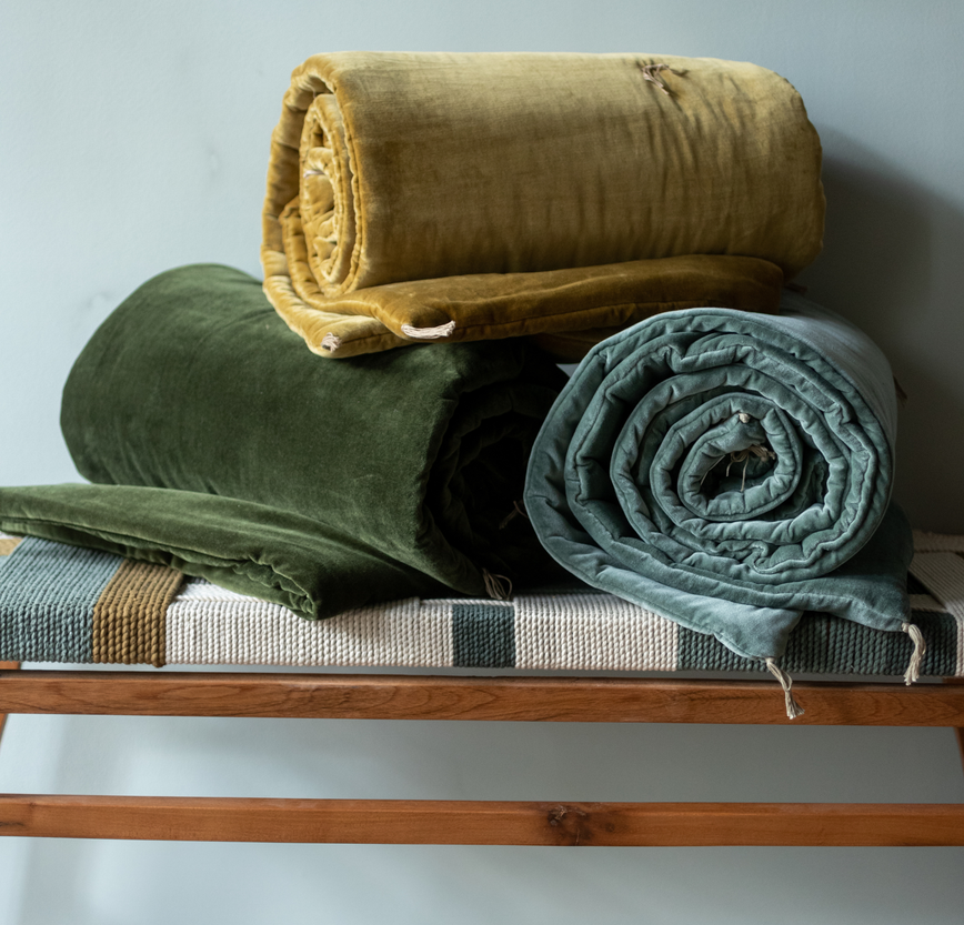 Washed velvet sofa cover