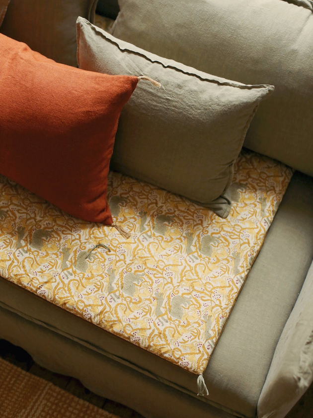 Velvet and cotton sofa cover