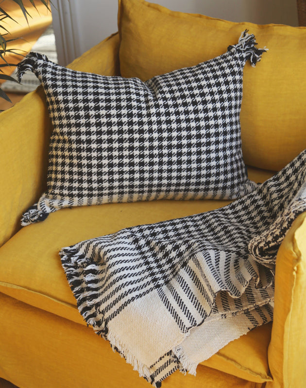 Housse de coussin pied de poule
