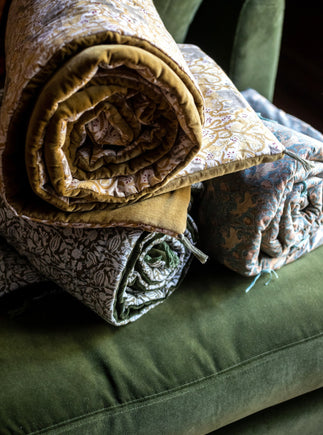 Velvet and cotton sofa cover