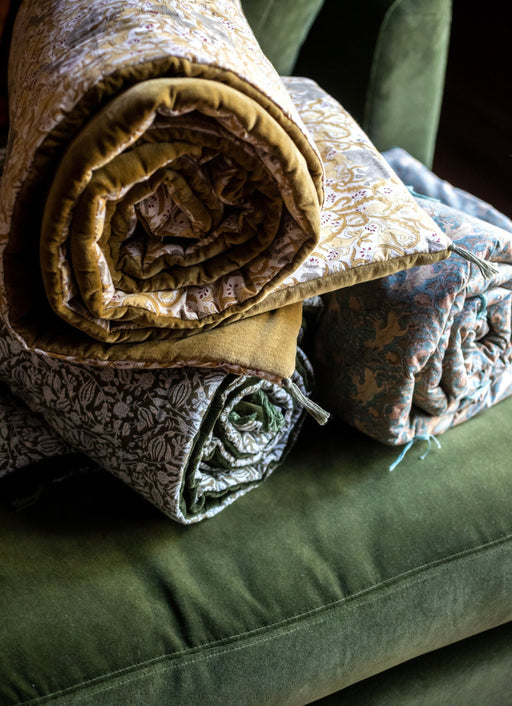 Velvet and cotton sofa cover