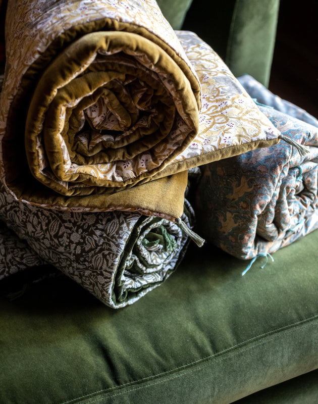 Velvet and cotton sofa cover